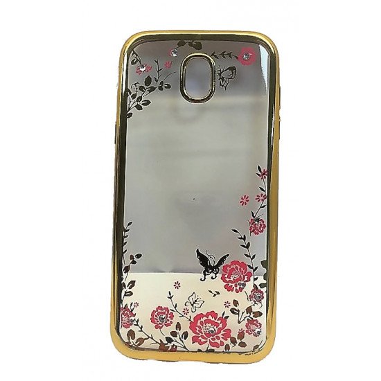 Capa Com Flor Desenho Samsung Galaxy J5 2017 J530 Dourado